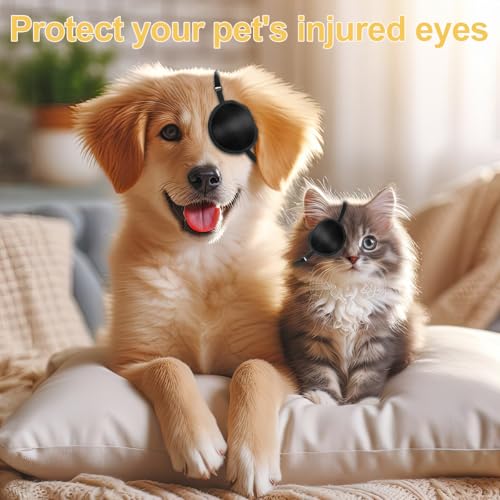 Image of Dog Eye Patch,Small to Large Dogs & Cats Eye Injuries & Surgery Wounds Protection, Black