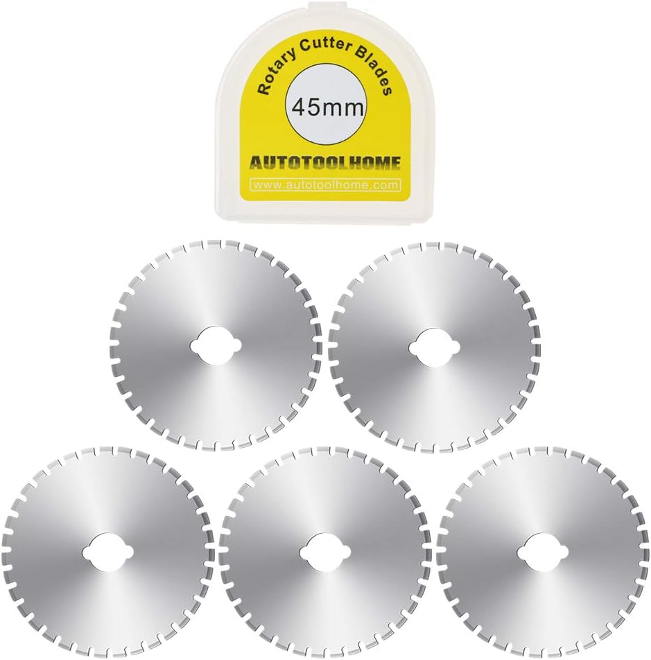 AUTOTOOLHOME5 Pack 45mm Crochet Edge Skip Blade Perforated Rotary Blades for Paper Perforating Fleece Fabric Scrapbooking
