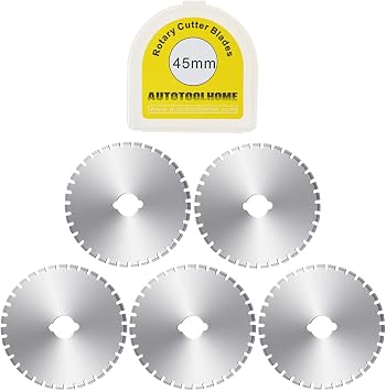 AUTOTOOLHOME 45mm Skip Stitch Rotary Cutter Blades Perforating Blades for Crochet Edges, Perforator Tool for Paper Fabric 5-Pack Replacement Rotary Blades