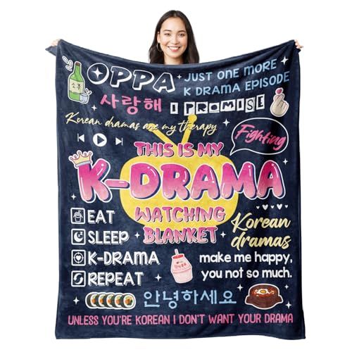 SteadStyle Funny Korean Drama Gifts for Women Teens This is My K-Drama Watching Blanket Cozy Present for K-Drama Lovers Kpop Fan Gifts for Teen Girl