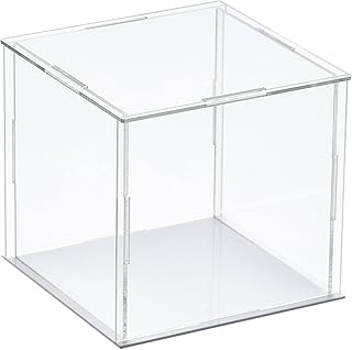 MECCANIXITY Clear Display Case, Acrylic Box Assemble Transparent Dustproof Box Showcase 10x10x10cm for Collectibles, Crafts