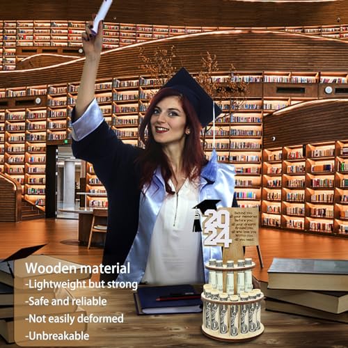 Suyeah 2024 Graduation Gift Money Holder, Unique Greeting Cards Cash Holder Cash Gift, Double-Layer Money Cake with 25 Holes for Cash Congrats Graduation Party Supplies - Thumbnail 5