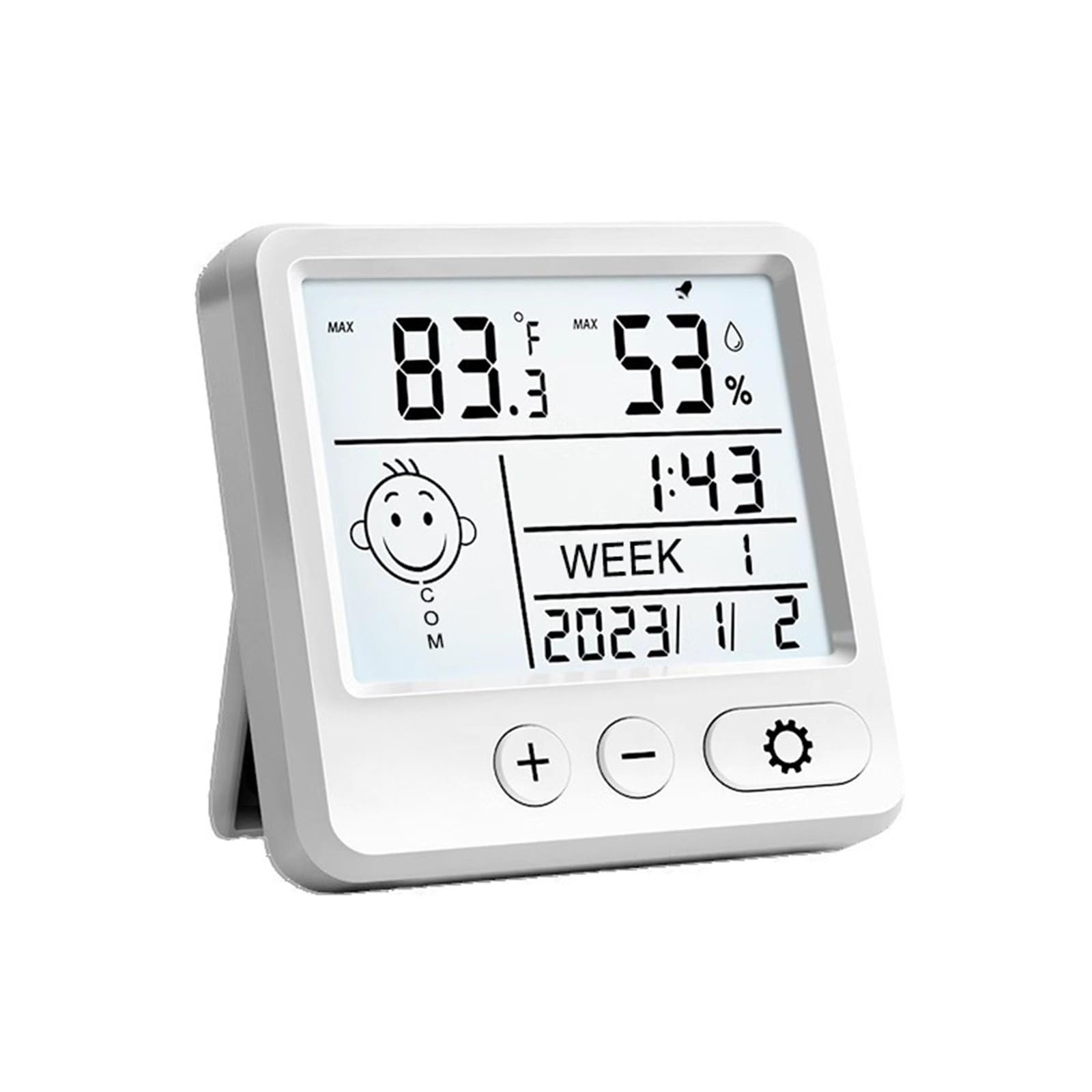 LADFRTYU Atomic Digital Wall Clock LCD Digital Alarm Clock Table Wall For Bedroom Living Room Display Date Week Temp Humidity Battery Operated Home Decor