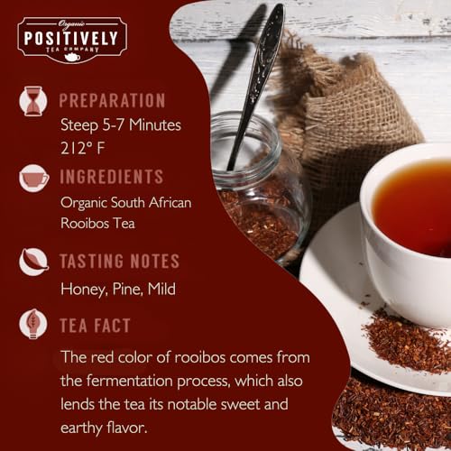 Image of Organic Positively Tea Company, South African Red Rooibos Tea Bags, 100 Count, Eco-Friendly Tea Bags, Non-GMO