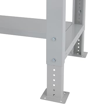 BiGDUG Height Adjustable Workbench - Heavy Duty Workshop Table - 877H x 1215W x 600D mm - Wood Worktop Half Depth Lower Shelf