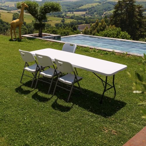 Table pliante jardin 244cm grande capacité 10 places structure renforcée camping