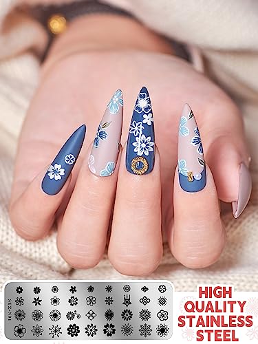6PCS Nail Stamping Plates Kit, EBANKU Stamping Plates for Gel Polish with 1 Nail Stamper & 1 Nail Scraper, Flower Animal Pattern Manicure Print Tools for DIY Nail Art Designs - Image 4