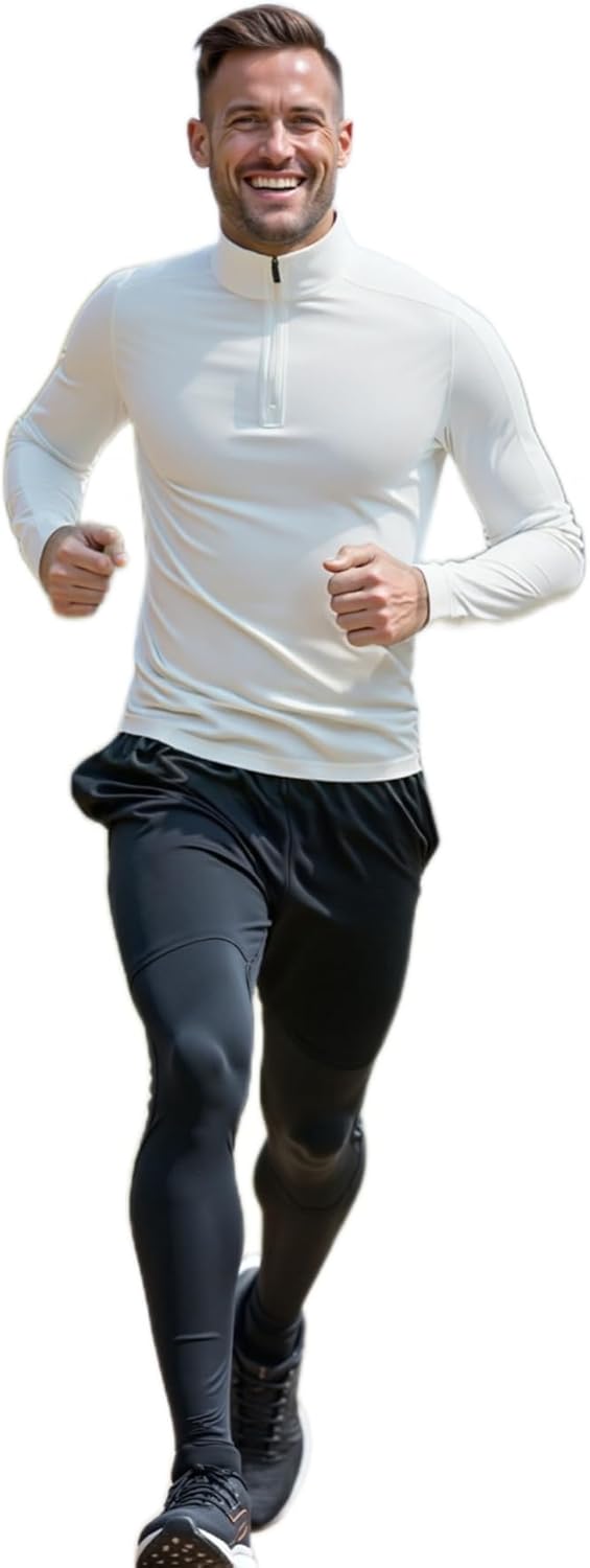 Athletic Running Shirts for Men Pullover Sun Shirt Quick-Dry Quarter Zip Workout Sports Shirts - Image 4