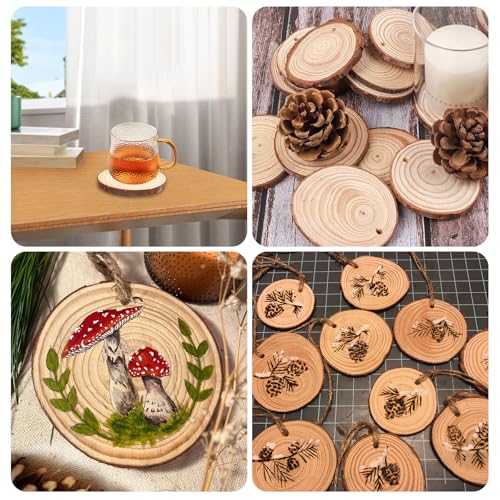VMUTGA 20 Stück Holzscheiben, 9-10cm Durchmesser Runde Holzscheibe zum Basteln Ohne Loch Untersetzer Holz mit Rinde Naturholz Holz-Scheiben Holzplatte für DIY Handwerk Hochzeit Mittelstücke Dekoration
