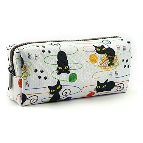 LParkin Cute Cat Pencil Case Cats and Yarn Knitting Notion Pouch Kitten Makeup Bag Gift for Cat Lovers Pencil Pouch Small Cosmetics Bag Kawaii Box Gadget Bag Stationary Cover
