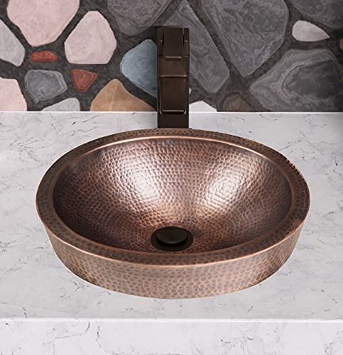 Monarch-Abode-17004-Pure-Copper-Hand-Hammered-Oval-Skirted-Bathroom-Vanity-Sink-17-inches Monarch Abode 17004 Pure Copper Hand Hammered Oval Skirted Bathroom Vanity Sink 17 inches