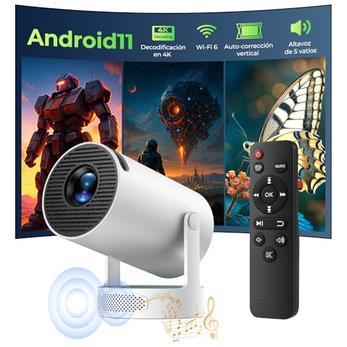 Proyector Portátil 4K y 1080P HD WiFi, Bluetooth Enfoque y Keystone Automático Soporte 220° Compatible con Smartphone, HDMI, USB, TV, Laptop