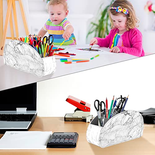 Image of SITHON Remote Control Holder with 5 Compartments - PU Leather Remote Caddy Desktop Organizer Store TV, DVD, Blu-Ray, Media Player, Heater Controllers, Marble