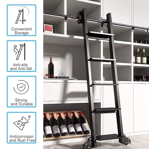 Kit de herrajes para escalera móvil y riel de biblioteca extensible 7