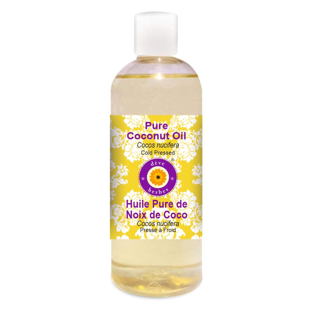 dève herbes Pure Coconut Oil (Cocos nucifera) Cold Pressed 200ml (6.76 oz)