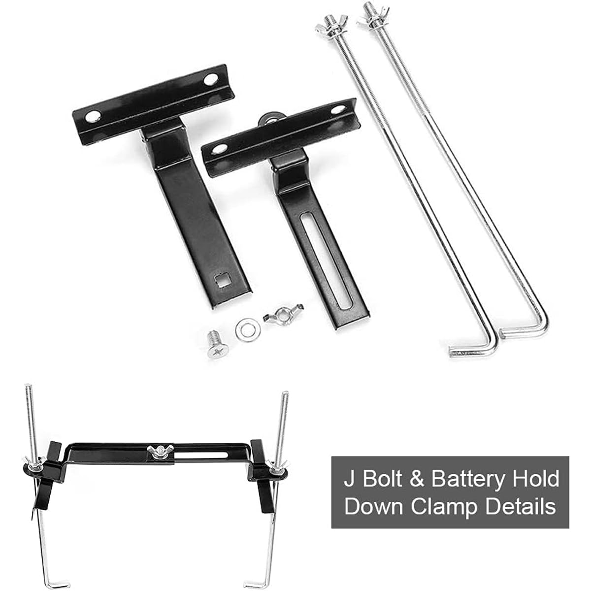 Greluma kit vassoio di fissaggio batteria -bullone da 23cm con vano batteria da 28cm,portabatterie in acciaio resistente alla corrosione morsetto per staffa regolabile per auto,barca,marina