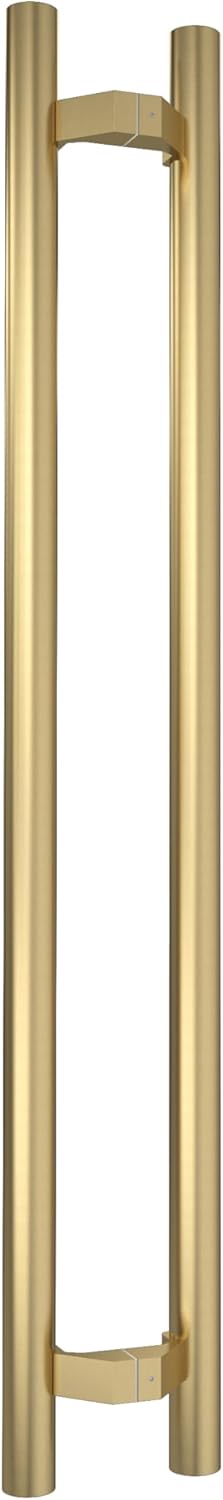TOGU TG-6023 48-Inch Commercial Offset Push Pull Door Handle, Long Heavy-Duty Ladder Pull, 304 Stainless Steel for Barn, Glass, Shower, Interior & Exterior Doors, Satin Gold Finish