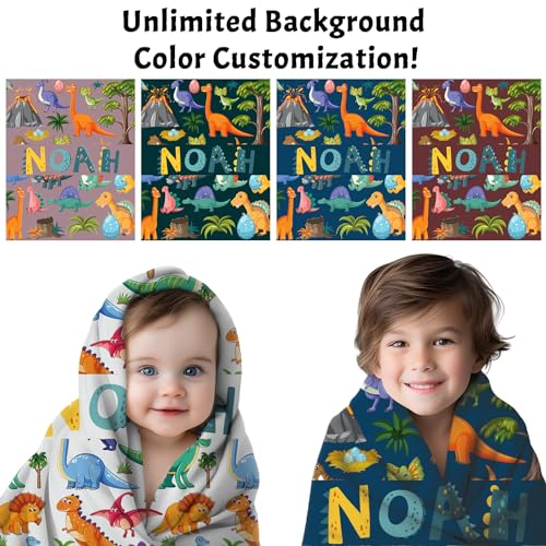 Image of Personalized Baby Blankets, Customized Easter Blanket for Kids, Personalized Dinosaur Baby Blanket with Name, Custom Easter Baby Blanket for Boys, Girl & Kids, Baby Boy Newborn Soft