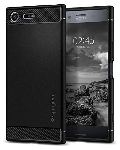 Spigen, Funda para Sony Xperia XZ Premium, [Rugged Armor] Absorción de Choque Resistente y diseño de Fibra de Carbono [Compatible con Carga Inalámbrica] - [Negro Mate]