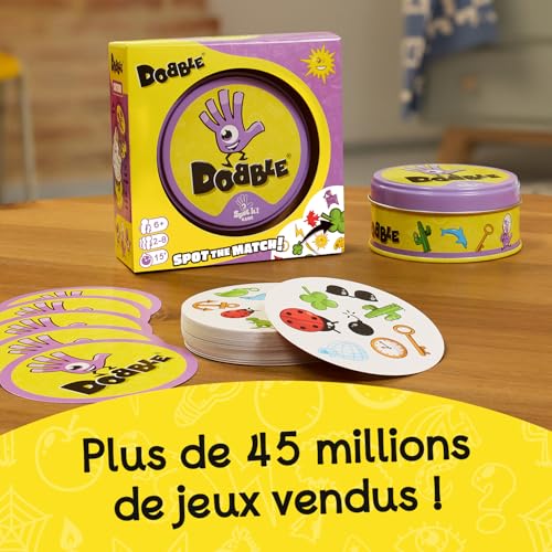 Dobble Asmodee Classique - Jeu de Cartes pour Enfants dès 6 Ans - Jeu de Société a Jouer en Famille - Jeu de Rapidité 2 à 8 Joueurs - Boite Métal pour Voyage - 15 Min - en Français- Zygomatic