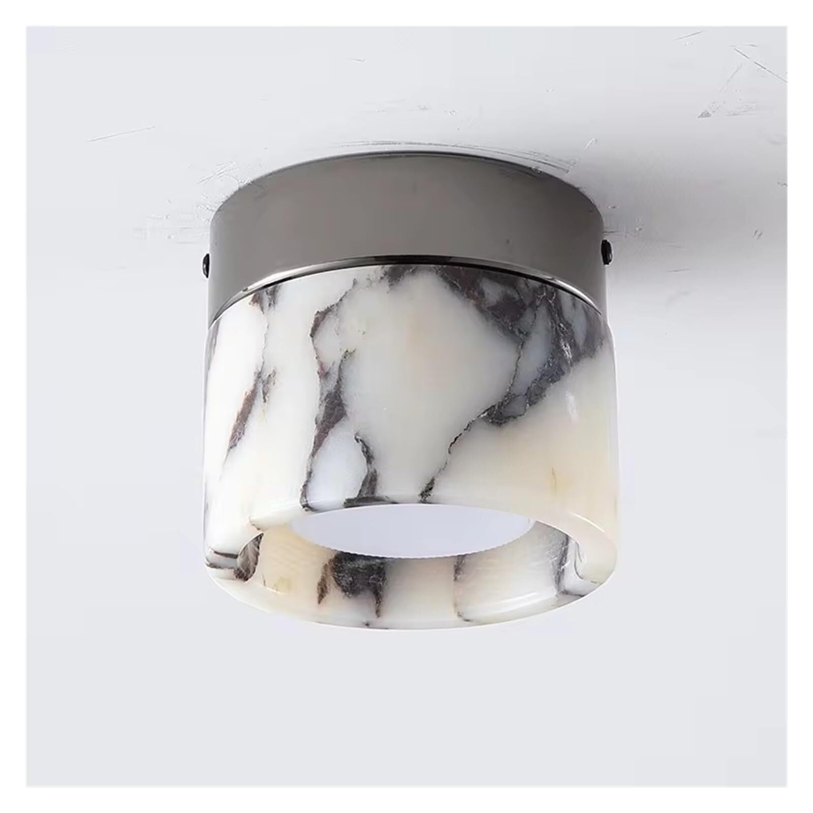 LYOUAE Nordic Marble Ceiling Light Retro Round Natural Stone Ceiling Lamp Led Warm Light Close-to-Ceiling Lamp