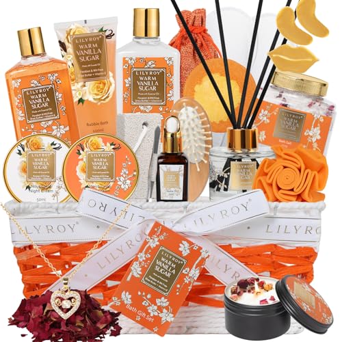 Image of 26Pcs Vanilla Bath Spa Gifts for Mom, Premium Spa Gift Baskets for Women | Women Gifts, Spa Kit, Skin Care, Spa Gifts for Mom, Gifts Designed for Women Christmas, Mother's Day, Valentine's, Birthday