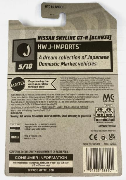 Hot Wheels Nissan Skyline GT-R Godzilla 1:64 miniatura 2