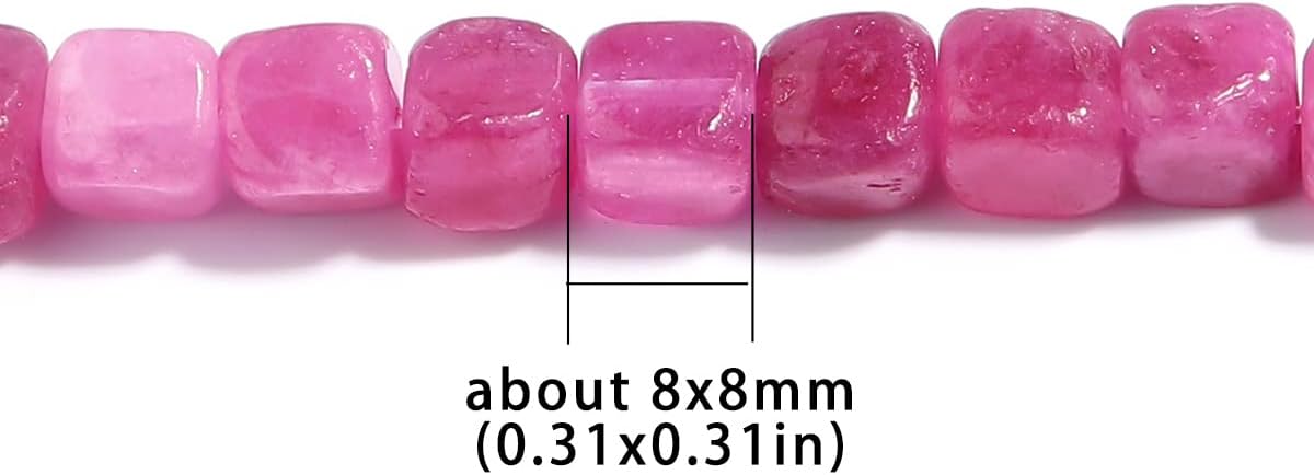 8MM Natural Hibiscus Jade Gemstone Loose Square Cube Beads Stone Healing Power for Jewelry Making DIY Bracelet Necklace - Image 6