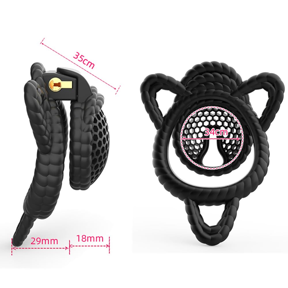 klein Chastity Cage Sex Spielzeug für Männer, Atmungsaktiver Waben Peniskäfig Set mit 3 Penisringe und 10-Meter-Seil, SM Fetisch Sklaven Bondage Keuschheitsgürtel, Paare Extrem Sex Toys （Rosa）