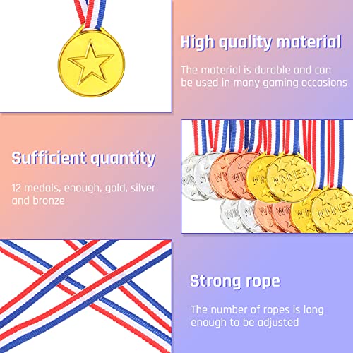 12 Médailles d'Or de Gagnant d'Enfants en Plastique Médailles d'Argent Médailles de Bronze, Médailles de Récompense de… - Image 3