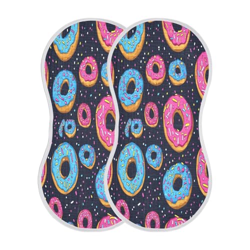 Colorful Donuts Plant Burp Cloths Cotton Baby Washcloths,Large 22x11in Burping Cloth Absorbent and Soft for Newborn Baby Boys and Girls,4 Pack2