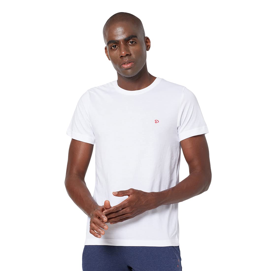 sportoMen's Super-Soft Combed Cotton Solid (Pure White) T-Shirt | Modern Slim Fit | Round-Neck with Short-Sleeves