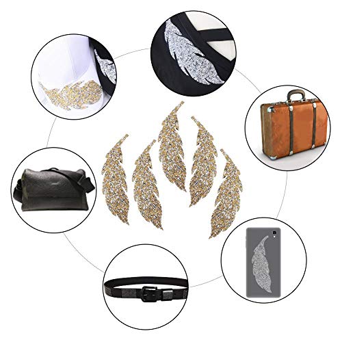 Toppe Con Strass Motivo Foglie - 5 Pezzi Adesive, In Oro, Per Decorare Vestiti E Accessori