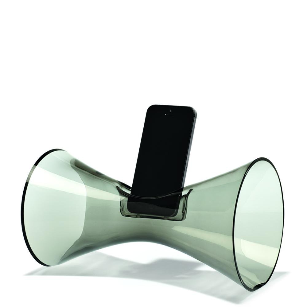 HolmegaardAcoustic Amplifier Urania, smoky glass, H: 14.5 cm, L: 24.5 cm