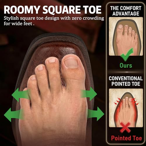 Image of J's.o.l.e Ankle Cowboy Boots for Men Square Toe Chelsea Boots Mens Casual Retro Stylish Boots