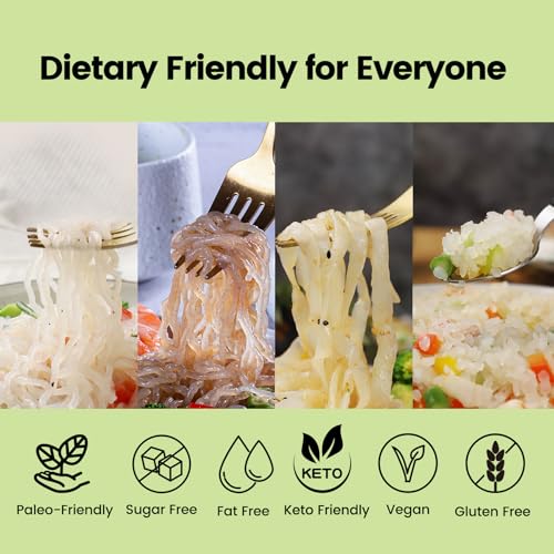 Image of Hethstia Shirataki Noodles Variety Pack, 10 Packs, Ready to Eat | Includes Fettuccine, Angel Hair, Spaghetti & Rice, Keto-Friendly, Vegan, Gluten-Free, Low Calorie, Zero Sugar, Konjac Noodle