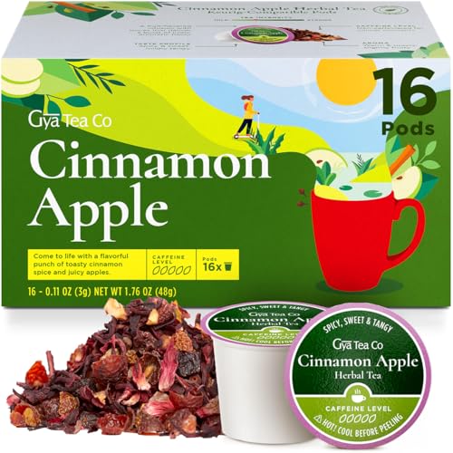 Image of Gya Tea Co Cinnamon Apple Tea Gift Set (16 Count) - Decaf Tea Pod for Lovers Get Well Gifts - Manually Harvested - Enjoy Hot or Iced