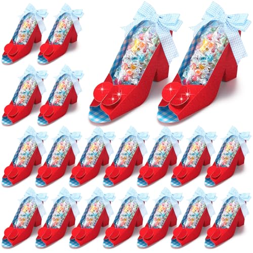 Gueevin 24 Pcs Wizard Theme Party Favor Candy Treat Boxes Ruby Funny Witch oz Slippers Gifts Box Goodie Paper Boxes Red High Heels Decor Supplies Gift Bulk for Party Supplies Birthday Decorations