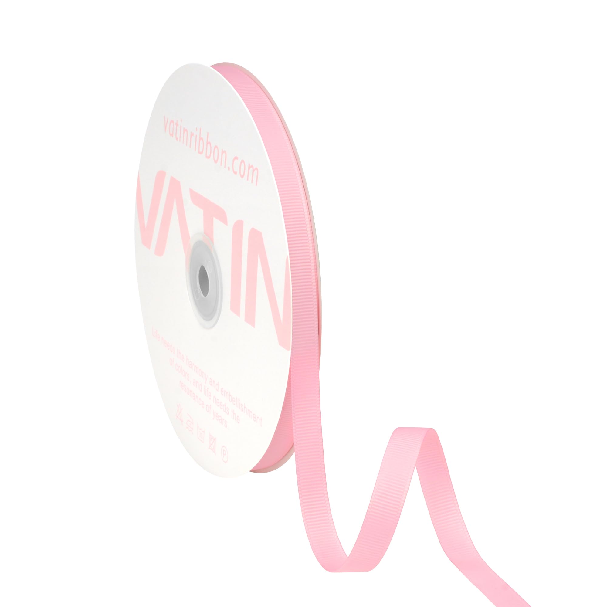 VATIN Pink Grosgrain Ribbon, 3/8" x Continuous 50 Yards, Pink Polyester Grosgrain Ribbon,Use for Bows DIY Hair Accessories, Gift Wrapping, Craft and Sewing — image 1