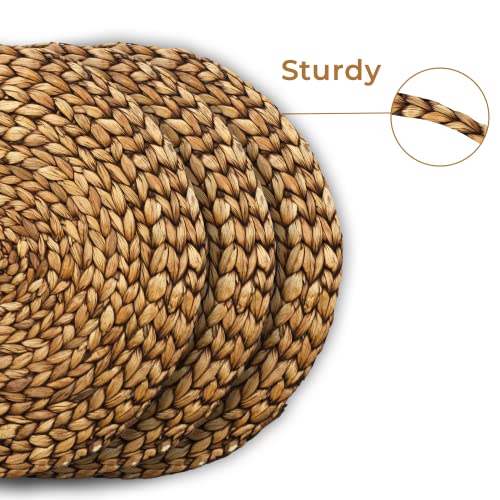 11.8" Decocoon Set Of 6 Brown Wicker Placemats, Water Hyacinth Placemats, Rattan Chargers For Dinner Plates, Woven Round Rattan Placemats, Seagrass Charger Plates, Woven Chargers, Straw Placemats #TOP5