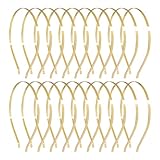 Lawie 20 Pack Bulk 5 MM Wide Thin Silver Gold Black Plain Blank Hard Metal Headbands Base Hair Bands Clasps Tiara DIY Craft Accessories for Women (Gold)