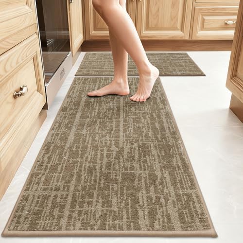 Cosy Homeer Kitchen Rugs 20x32+20x48 Non-Slip Taupe