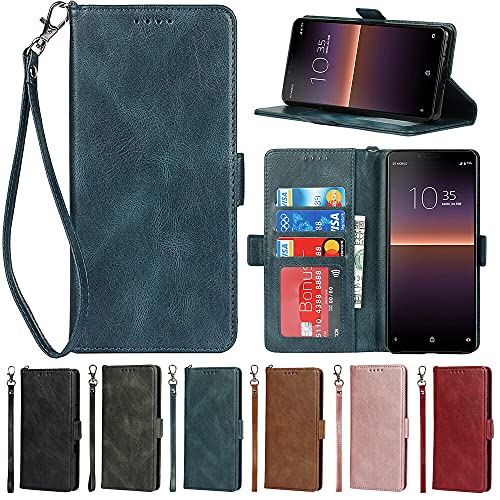 Eastwave ソニー Sony Xperia 10 II SO-41A ケース 手帳型 Sony Xperia 10ii so41a カバー ケース 手帳型 Case カバー ストラップ付き PU皮革 カード収納 横置きスタンド 機能 衝撃吸収 便利 —ネイビー
