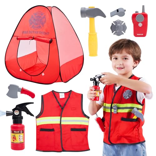 Disfraz de Bombero para Niños con Herramientas y Tienda