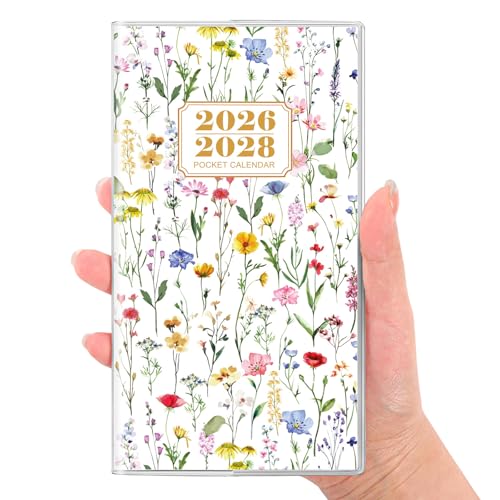 SKYDUE Pocket Calendar 2026-2028 Pocket Monthly Planner Jul 2026 - Dec 2028 for Purse 6.7 X 3.7 30-Month Small Planner Academic Year Calendar Compact Design with Plastic Sleeve