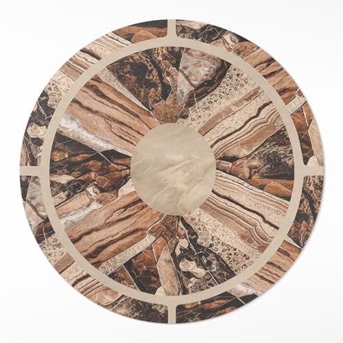 Tapis de sol vinyle élégant design chic marron rond ø50 cm pour décoration intérieure