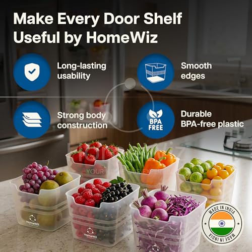 Image of HomeWiz Fridge Storage Containers 850ml x10| Storage Container Set | Fridge Organiser Storage Boxes | Food Grade BPA-Free Plastic Containers |Stackable, Transparent, for Fruits, Vegetables & Leftovers