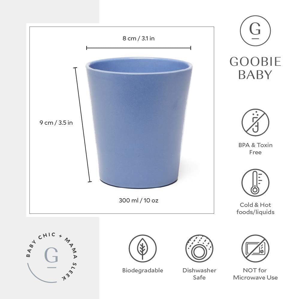Goobie Baby Bamboo Drinking Cup for Kids, Set of 4 Reusable Eco Friendly Dinnerware for Toddlers, 10 Ounce image 4