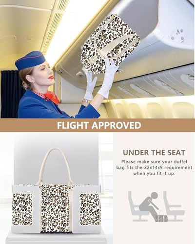 Image of Women Weekender Travel Duffle Bag: Travel Duffel Overnight Bags with Shoe Compartment Large Carry on Tote with Toiletry Bag Weekend Traveling Yoga Gym Hospital Bag for Women with Wet Pocket Leopard