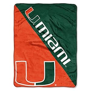 Northwest NCAA Miami Hurricanes Unisex-Adult Micro Raschel Throw Blanket, 46″ x 60″, Halftone